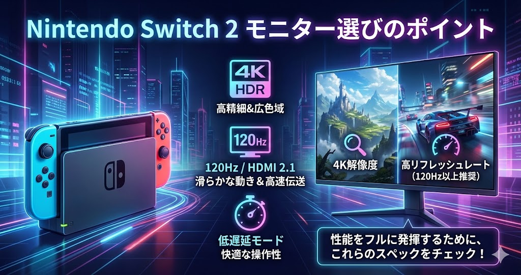 Nintendo Switch 2のモニターの選び方