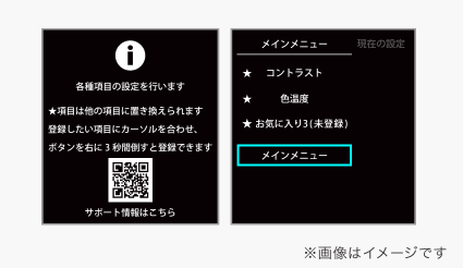 メニュー画面のイメージ